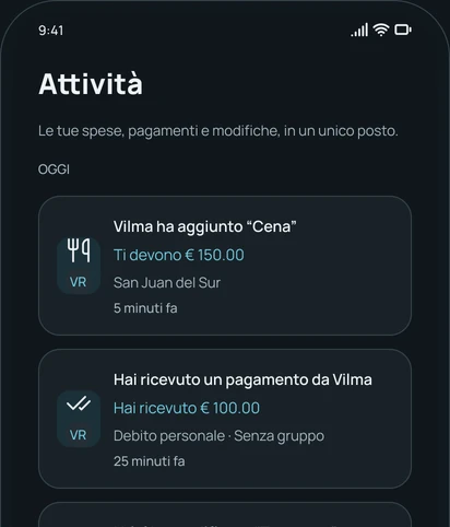 La schermata Attività dell'app