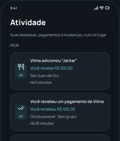 A tela de Atividade do app