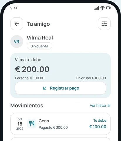 El saldo con una amiga en la app