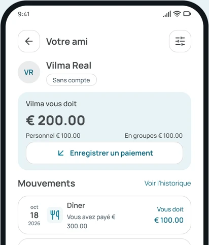 Le solde avec une amie dans l'app