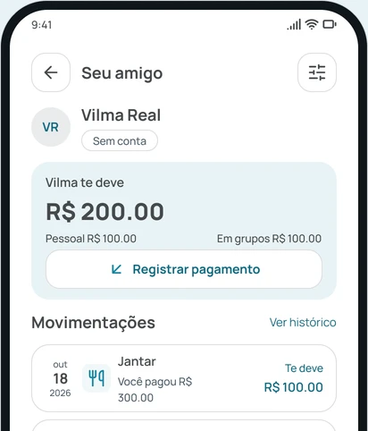 O saldo com uma amiga no app