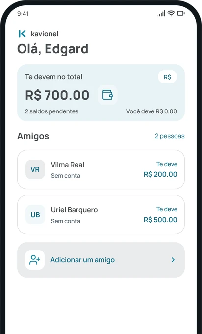 A tela de Amigos do app