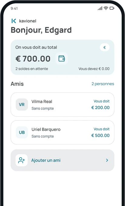 L'écran Amis de l'app