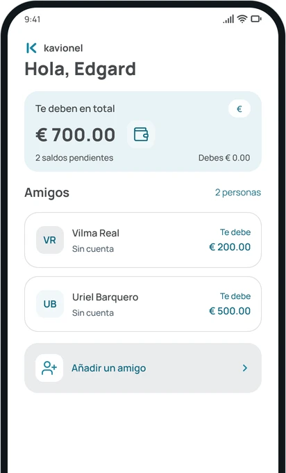 La pantalla Amigos de la app