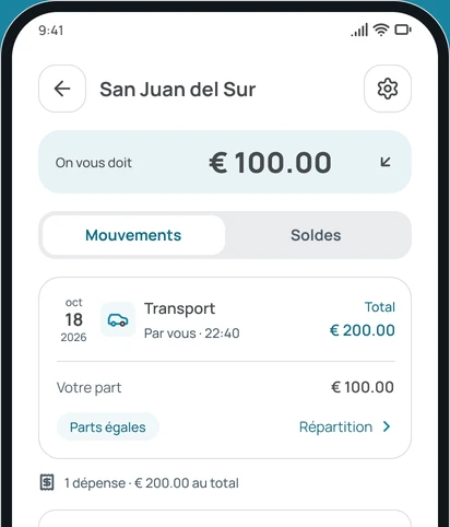 Les mouvements d'un groupe dans l'app
