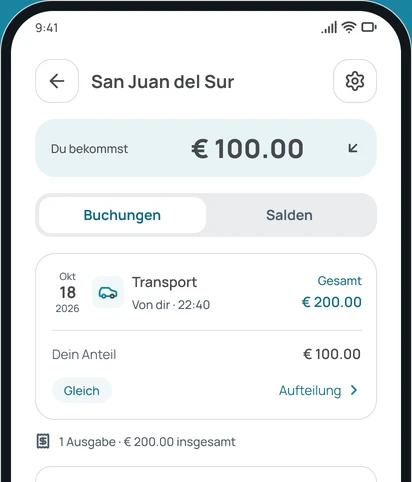 Die Buchungen einer Gruppe in der App