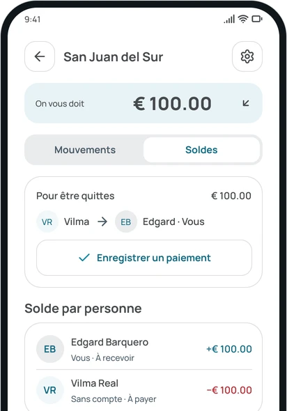 Les soldes d'un groupe dans l'app