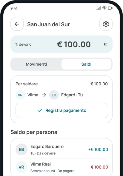 I saldi di un gruppo nell'app