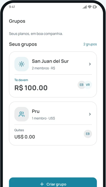 Os grupos no tema claro