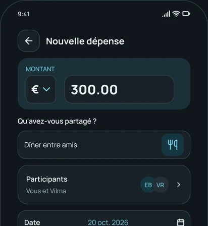 Ajouter une dépense dans l'app