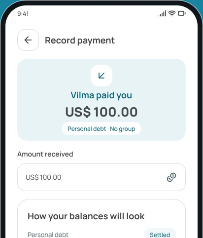 Recording a payment in the app